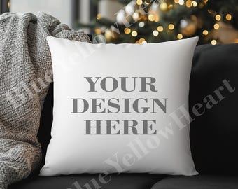 Throw Pillow Mock up, Decorative Pillow Mockup, Blank Mock-up Rustic Holiday Christmas Theme, Pillow Mockup Product, Mocks JPG