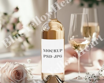 Maqueta de etiqueta de botella de vino, maqueta de etiqueta adhesiva de 4 x 6 para botella de vino en formato PSD, maqueta de etiqueta de champán, maquetas de etiquetas de vino blanco, etiqueta de botella en formato PSD