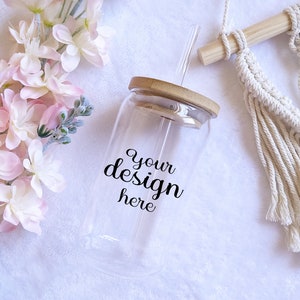 16oz Glass Can Mockup, Mug Mockup, Glass Can Mockup, 16oz Glass Beer Can Mockup,  Iced Coffee Cup Mock up