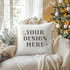 Throw Pillow Mock up, Decorative Pillow Mockup, Blank Mock-up Rustic Holiday Christmas Theme, Pillow Mockup Product, Mocks JPG
