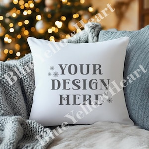 Throw Pillow Mock up, Decorative Pillow Mockup, Blank Mock-up Rustic Holiday Christmas Theme, Pillow Mockup Product, Mocks JPG