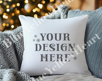 Throw Pillow Mock up, Decorative Pillow Mockup, Blank Mock-up Rustic Holiday Christmas Theme, Pillow Mockup Product, Mocks JPG