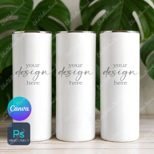 20 Oz Skinny Tumbler Mockup, Full Wrap Mockup, Smart Objekt PSD Mockup & PNG Canva Mockup mit Overlay Tumbler Mockup, Skinny Tumbler Mockup
