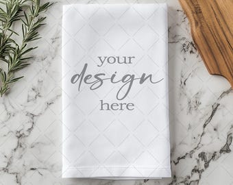 White Kitchen Towel Mockup, White Tea Towel Mockup, Kitchen Hand Towel Mock-Up, Rustic Tea Towel Mockup, Blank Linen Kitchen Towel