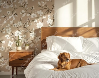 Wallpaper Mockup, Headboard Wallpaper Mockup, PSD Smart Object, Interior Wall Mock-ups, Wall Decal Mock up, Bedroom Wall Mock-up