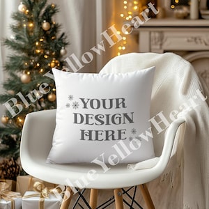 Throw Pillow Mock up, Decorative Pillow Mockup, Blank Mock-up Rustic Holiday Christmas Theme, Pillow Mockup Product, Mocks JPG