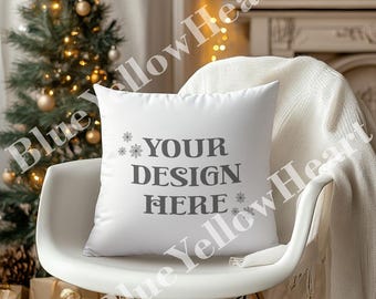 Throw Pillow Mock up, Decorative Pillow Mockup, Blank Mock-up Rustic Holiday Christmas Theme, Pillow Mockup Product, Mocks JPG