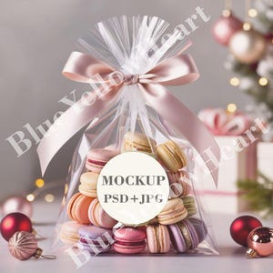 Round Tag Cookie Mockup, Macaron Favor Mockup, White Sticker Label Mocks, Cookie Mockup Favor, Birthday party Sticker, Mockup Christmas, PSD