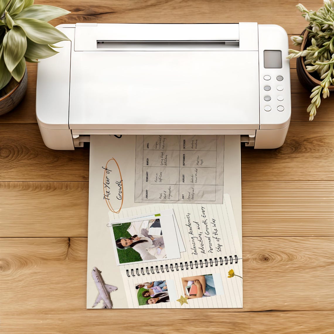 Editable Printer White Printer Mockup, Minimalistic Desk Printer Printing Page, Boho ...