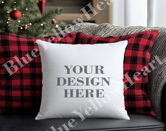 Throw Pillow Mock up, Decorative Pillow Mockup, Blank Mock-up Rustic Holiday Christmas Theme, Pillow Mockup Product, Mocks JPG