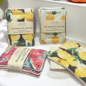 Reusable Kitchen sponge, Zero waste sponge, Eco-friendly sponge, Dish Scrubber. Zero Waste Kitchen, Dish Sponge Gift for Mom Teacher 3 Pack