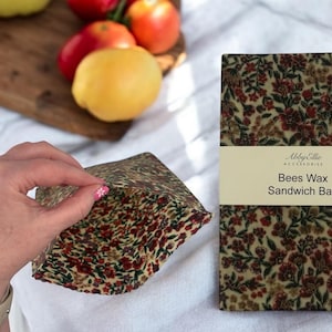 Beeswax Sandwich Bag Pouch | Reusable Food Wraps | Food Storage | Green Living | Eco Friendly Kitchen | Sustainable Home |Great Gifts