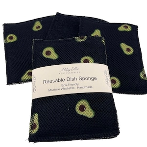 Waschbarer Küchenschwamm, Umweltfreundliche Schwämme, Wiederverwendbarer Geschirrschwamm, Zero Waste Küchenschwamm, Avocado-Schwamm, 3er-Pack
