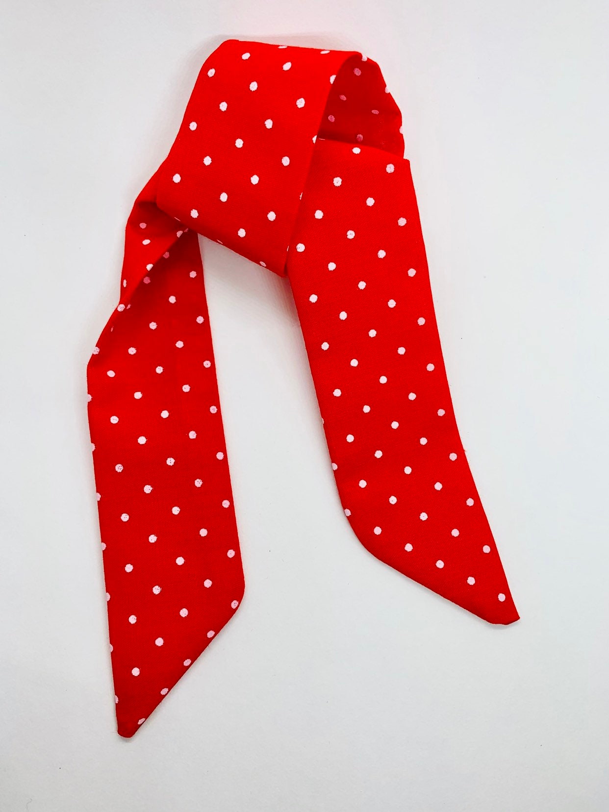 Hair Scarf Red with White Polka Dots Cute Ribbon Hair Scarf Etsy