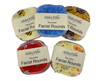 Reusable Cotton Facial Rounds Set | 12 Eco-Friendly Makeup Remover Pads | Zero Waste Beauty | 4” x 4” Surprise Prints