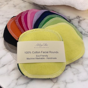 Reusable Cotton Facial Rounds 4”x4” | Washable Makeup Remover Pad| Eco Friendly Cotton Rounds Choose you Color