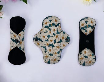 Reusable Cloth Menstrual Pads, ZORB Core,  Waterproof, Washable, Regular Flow, Overnight Heavy Flow, Postpartum, Incontinence Pads - 6 Sizes