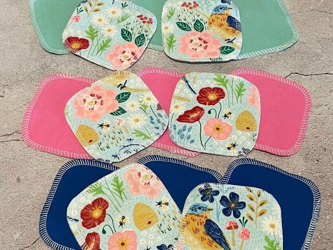 12 Reusable Cotton Facial Rounds 4x4 Washable Makeup Remover Pad Eco