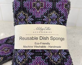 Reusable Kitchen sponge, Zero waste, Eco-friendly sponge, Dish Scrubber Zero Waste Kitchen, Washable Dish Sponges, Scrubby, Gift for Mom 3pk