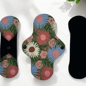 Reusable Cloth Menstrual Pads, ZORB Core,  Waterproof, Washable, Regular Flow, Overnight Heavy Flow, Postpartum, Incontinence Pads - 6 Sizes