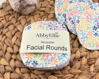 Herbruikbare katoenen gezichtsrondjes | Roze make-upremover met bloemen, milieuvriendelijk