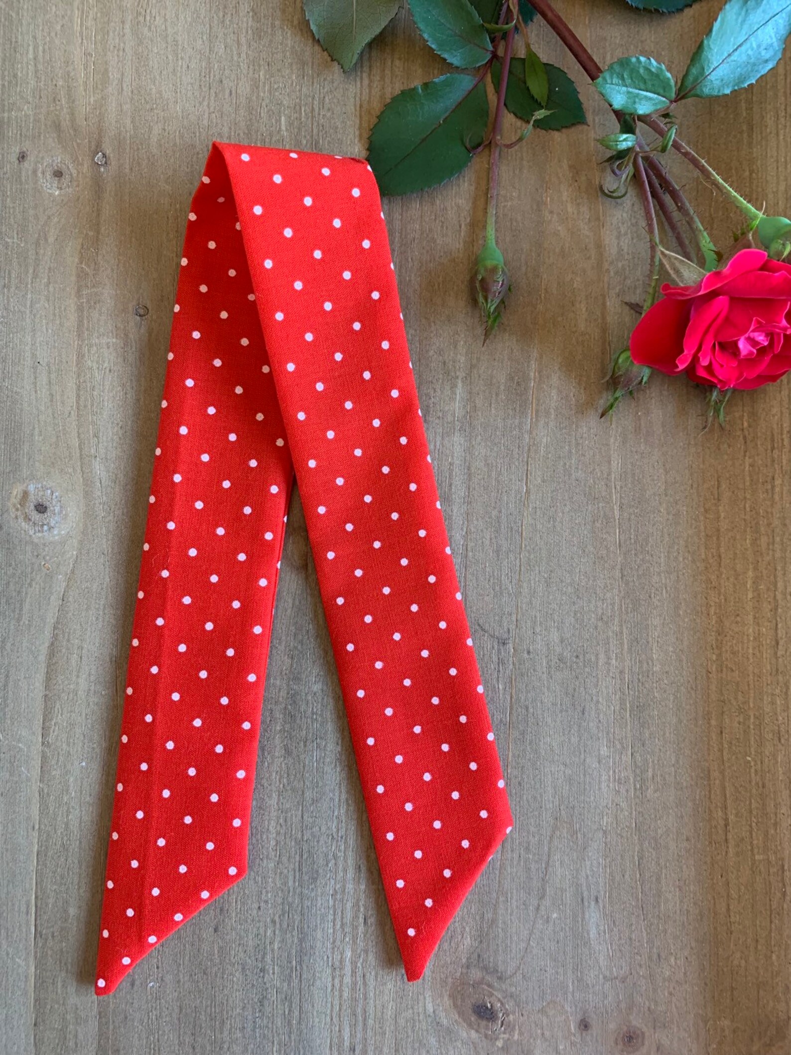 Hair Scarf Red with White Polka Dots Cute Ribbon Hair Scarf Etsy