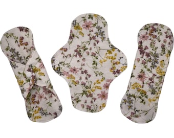 Cloth Panty Liners with Wings and Snaps | Soft and Breathable | 100% Cotton Flannel Pantyliners | Every Day Pad | Light Flow | Optional PUL