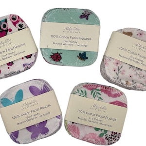 Reusable Cotton Facial Rounds Set | 12 Eco-Friendly Makeup Remover Pads | Zero Waste Beauty | 4” x 4” Surprise Prints
