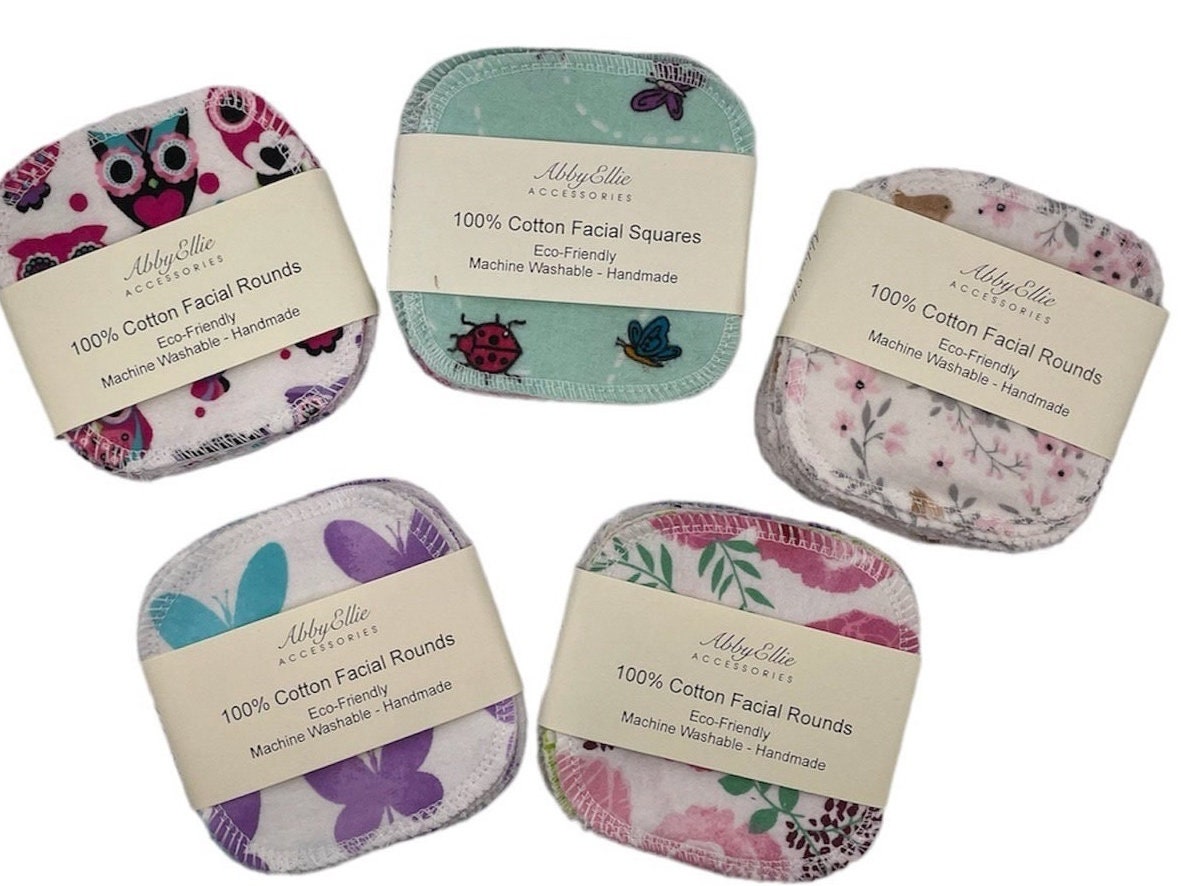 Reusable Cotton Facial Rounds Set | 12 Eco-Friendly Makeup Remover Pads | Zero Waste Beauty | 4” x 4” Surprise Prints