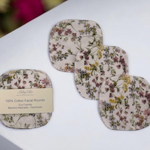 Eco-Friendly Makeup Remover Pads | 12 Pink Floral Cotton Rounds | Reusable Facial Washcloth | Sustainable Beauty Care
