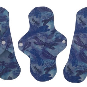 Panty Liners with Wings and Snaps | Thin, Breathable, Soft | 100% Cotton Flannel Pantyliners | Every Day Pad | Light Flow | Dragonflies