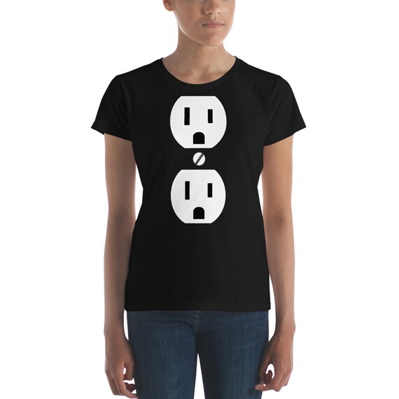 Stecker und Steckdose lustige Paare Halloween Kostüm T-shirt