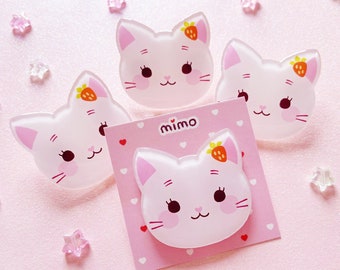 Mimo Kitty! - (ACRYLIC PIN) Cute Strawberry Pink Cat