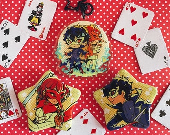 PREORDER! — P5 - Joker & Crow SHOWTIME Charm and Buttons