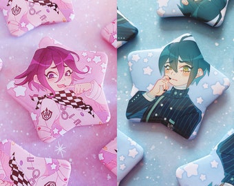 NEW DANGANRONPA V3 - Kokichi Ouma & Shuichi Saihara Star Pin Buttons