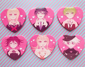 NEW DANGANRONPA V3 - Heart Pin Buttons (Pregame Version)