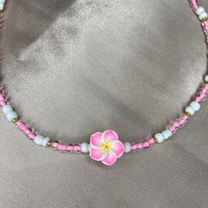 Pink plumeria necklace