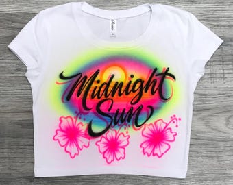 Airbrushed crop top/t shirt personalized with any name and colors
