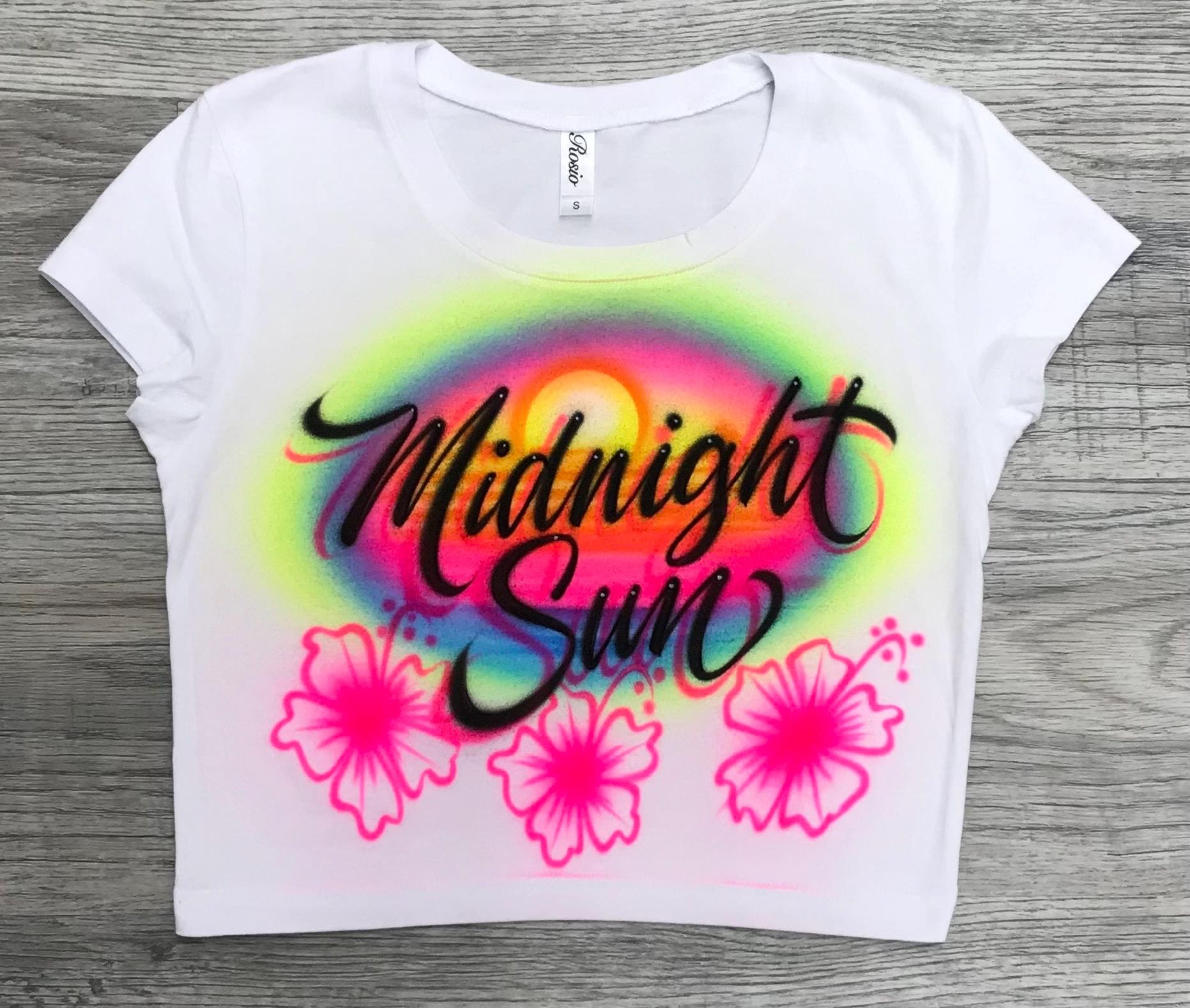 Airbrushed Crop Top/t Shirt Personalized With Any Name and Colors
