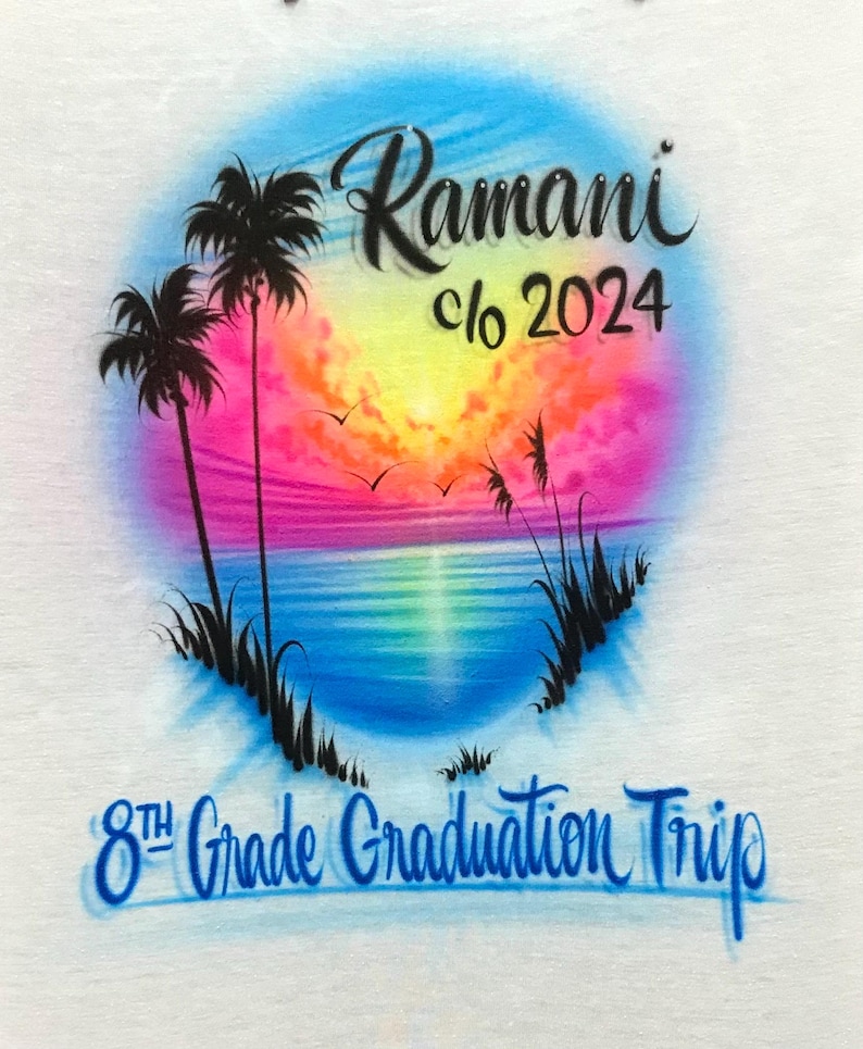 Airbrushed Beach Vacation Shirt: Personalized Names & Dates image 4