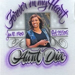 Rest In Peace photo transfer airbrushed shirt