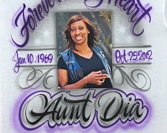 Rest In Peace photo transfer airbrushed shirt