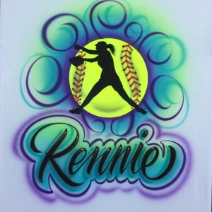 Airbrushed softball t shirt