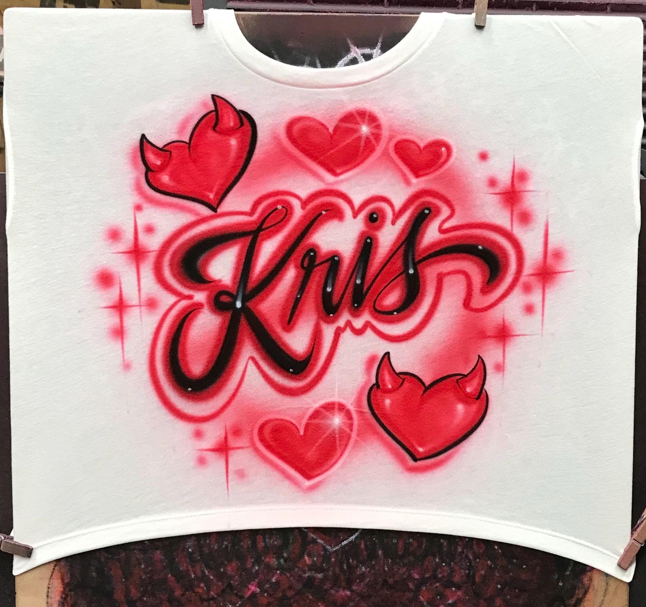 Airbrushed Crop Top/t Shirt Personalized With Any Name and