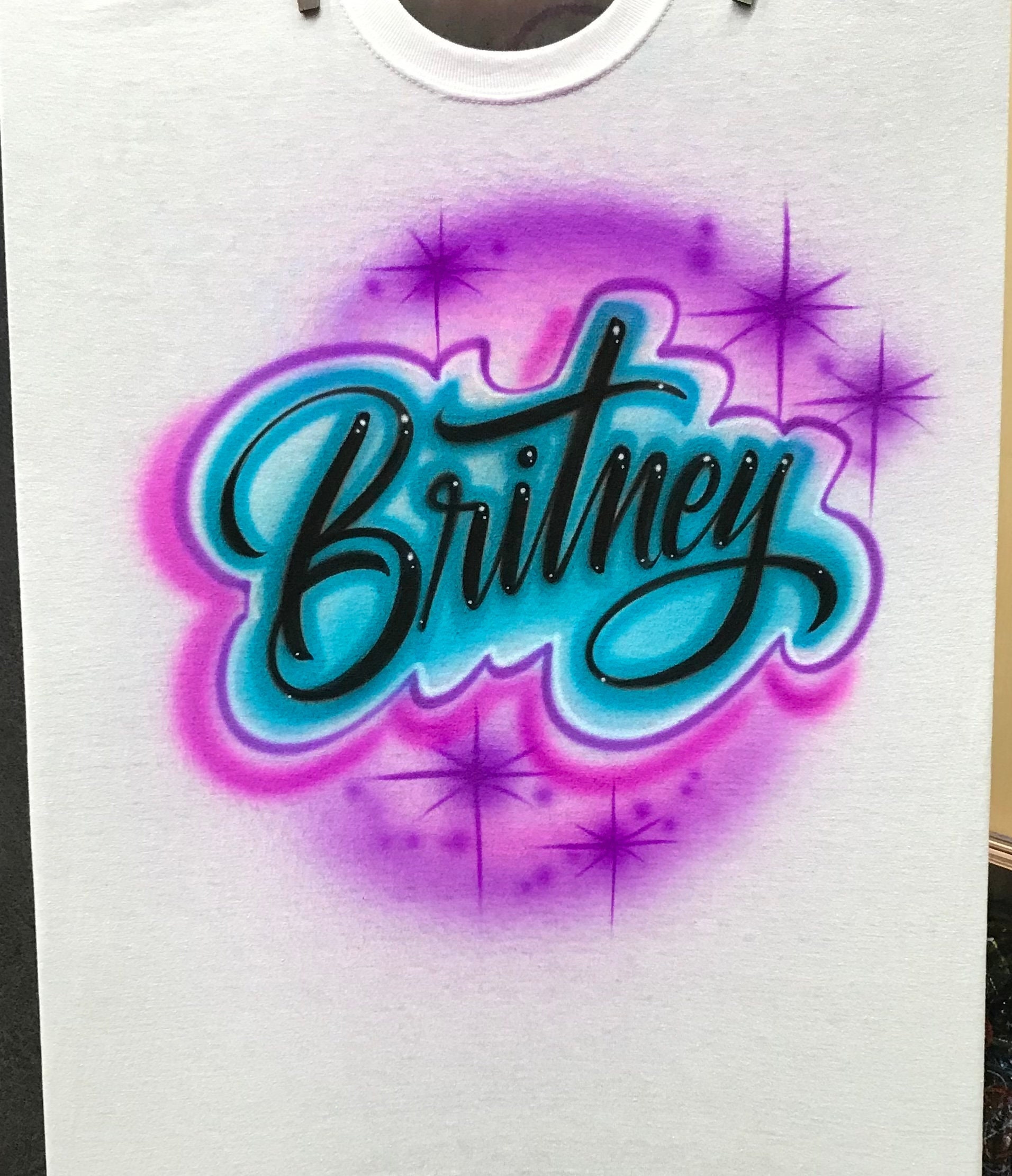 【関税・送料込】Grunge spray lettering embroidered t-shirts Airbrush T Shirt Script Name - Etsy