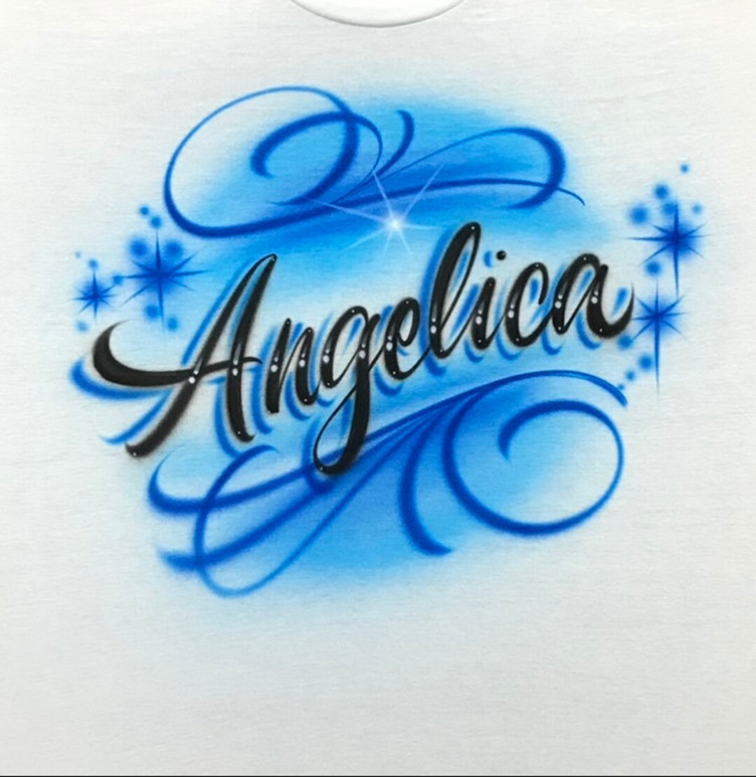 Airbrush T Shirt Script Swirly Name - Etsy