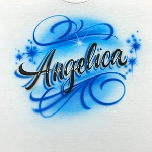 Airbrush T Shirt script swirly name