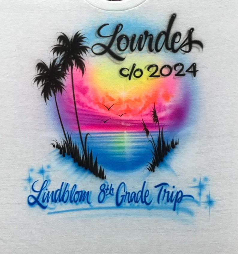 Airbrushed Beach Vacation Shirt: Personalized Names & Dates image 5