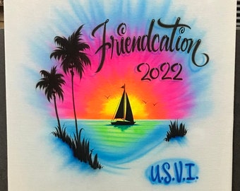 Airbrush beach vacation shirt friends beach vacation shirt