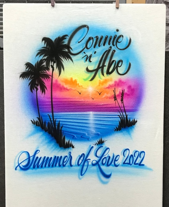 Airbrushed Beach Vacation Shirt: Personalized Names & Dates